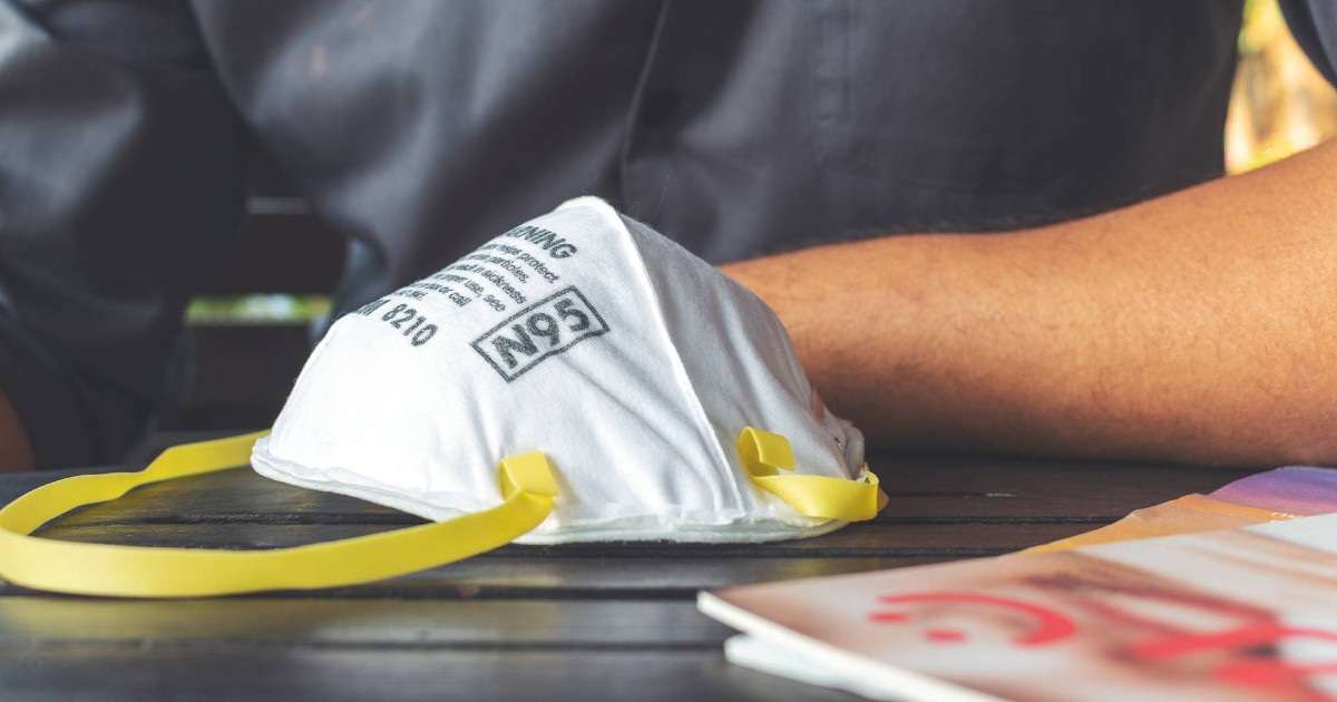 Closeup of N95 respirator