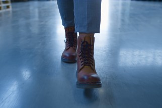 Closeup of work boots
