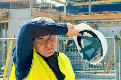 Man at work enduring heat stress