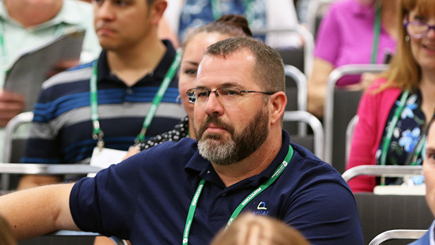 Safety professional attending conference session