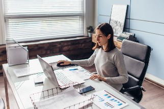 Businesswoman sitting at a desk 