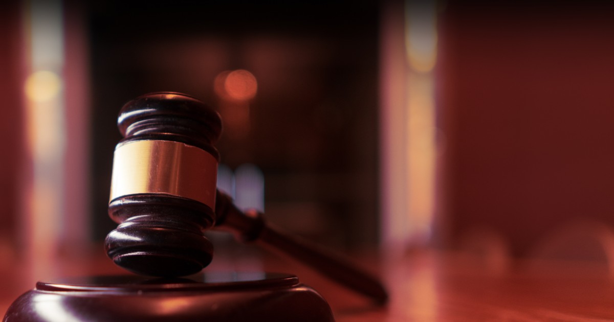 Wooden gavel on a desk